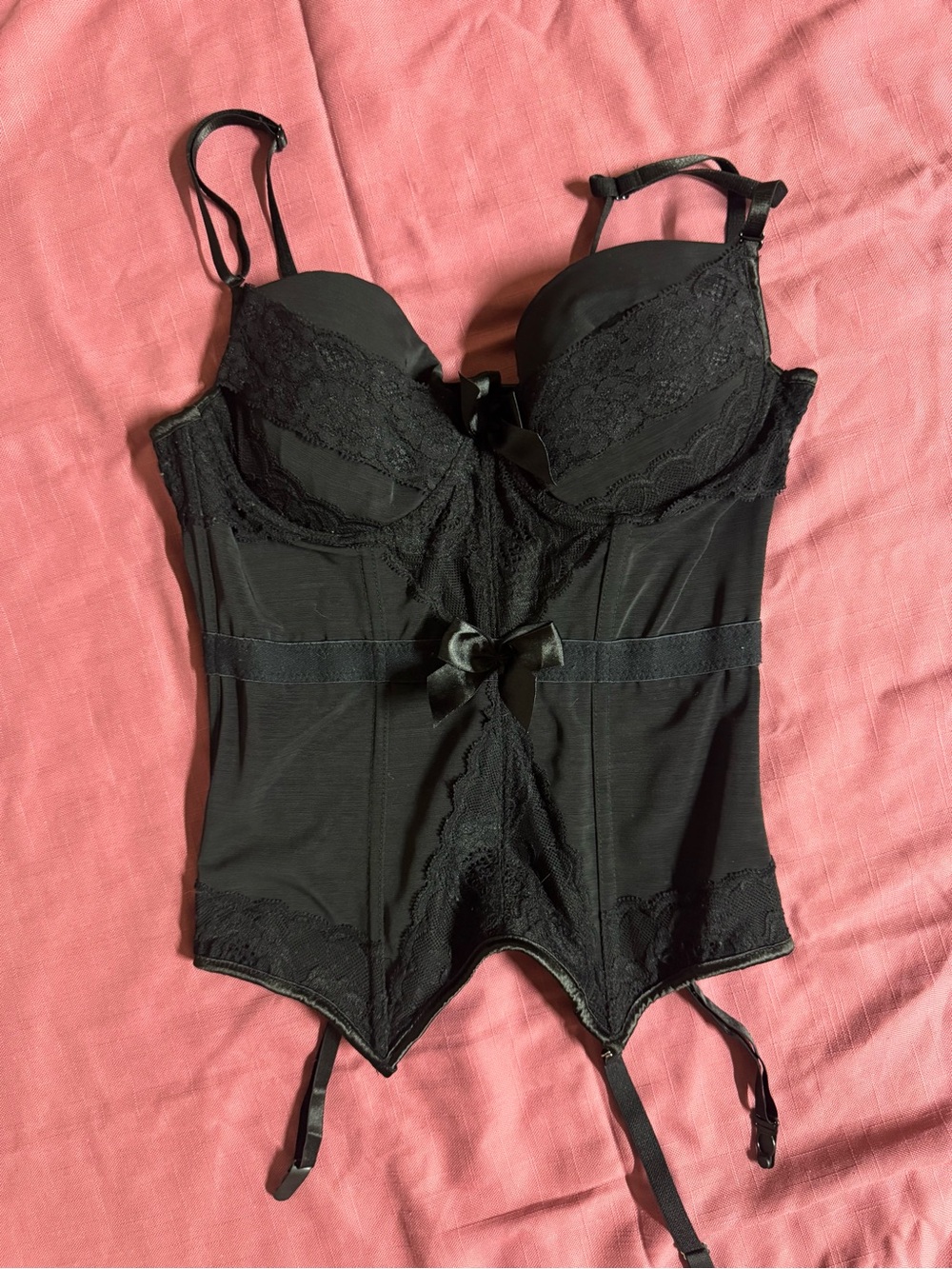 Black Lace Bustier Corset with Garters